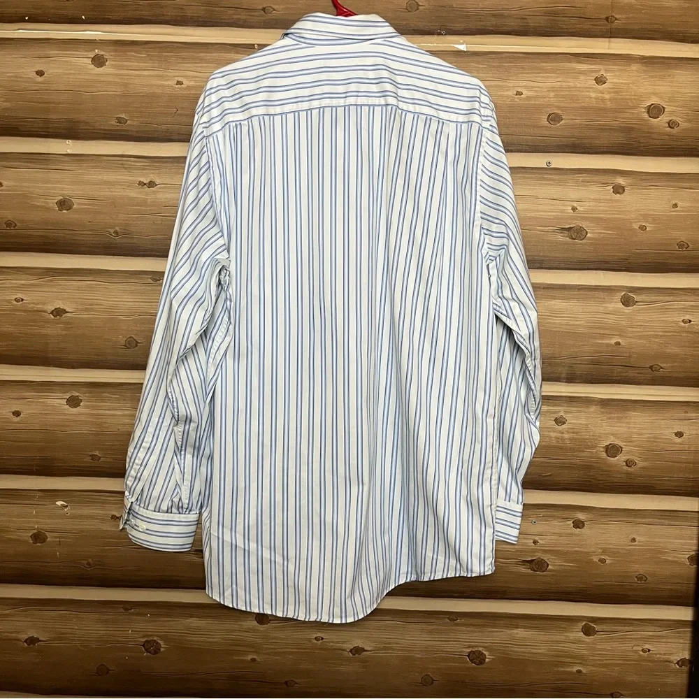 5/$25 Banana republic long sleeve bottoms down blue white striped shirt‎ size XL